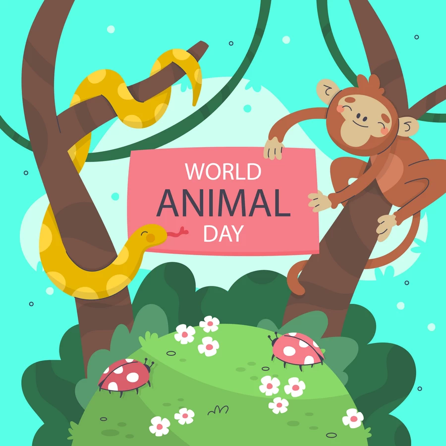 卡通森林动物狮子老虎猴子长颈鹿海豚鸟兔子牛斑马插画海报AI素材【085】